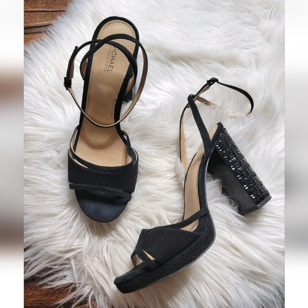 MICHAEL Michael Kors MK Black Yoonie Platform Block Heels Women’s Size 10 Y2K Sh